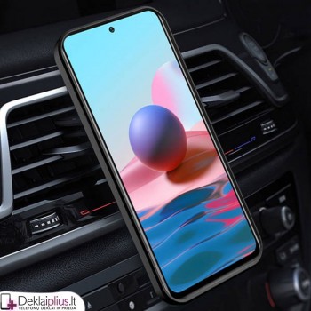 Smūgiams atsparus dėklas su žiedu ir  kameros apsauga - raudonas (telefonui Xiaomi Redmi Note 10/Note 10S/Poco M5S)